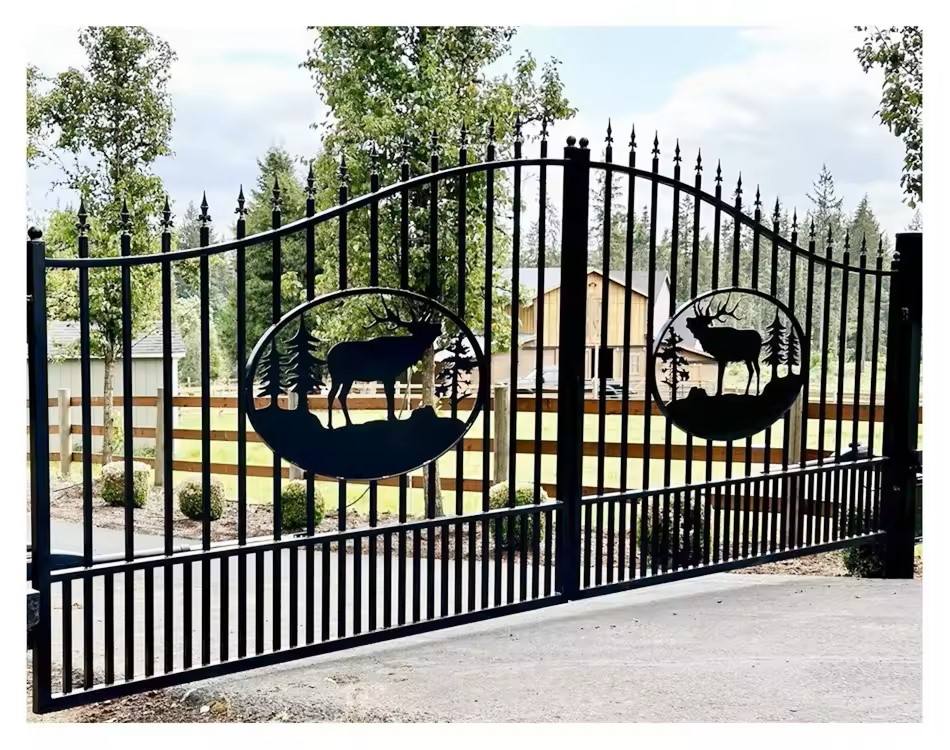 Wrought Iron Driveway Gate with Horse Design - Image 4