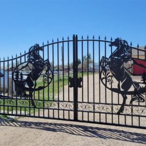 Wrought Iron Driveway Gate with Horse Design