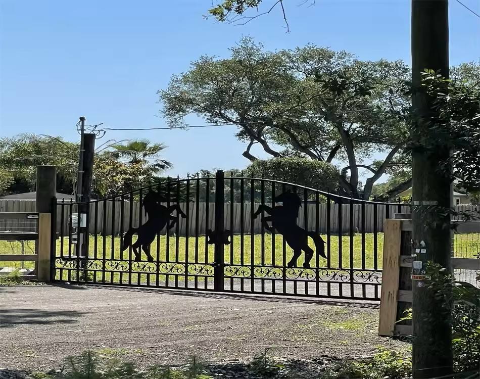 Wrought Iron Driveway Gate with Horse Design - Image 3